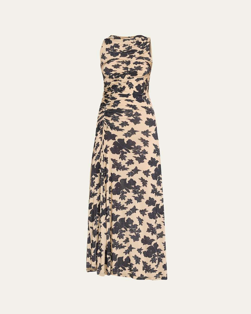 Natalia Ruched Floral-Print Maxi Dress